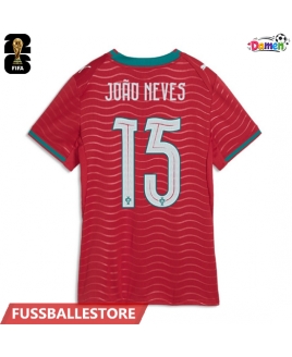 Günstige Portugal Joao Neves #15 Heimtrikot Damen WM 2026 Kurzarm